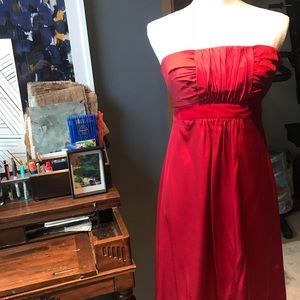 Banana Republic red strapless silk empire dress